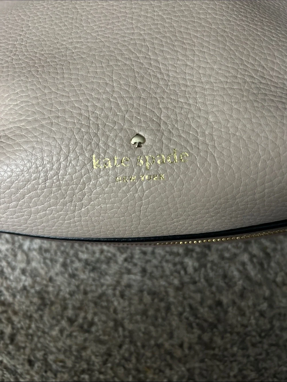 kate spade Pebbled Leather Shoulder Bag — Light Blush with Black Trim